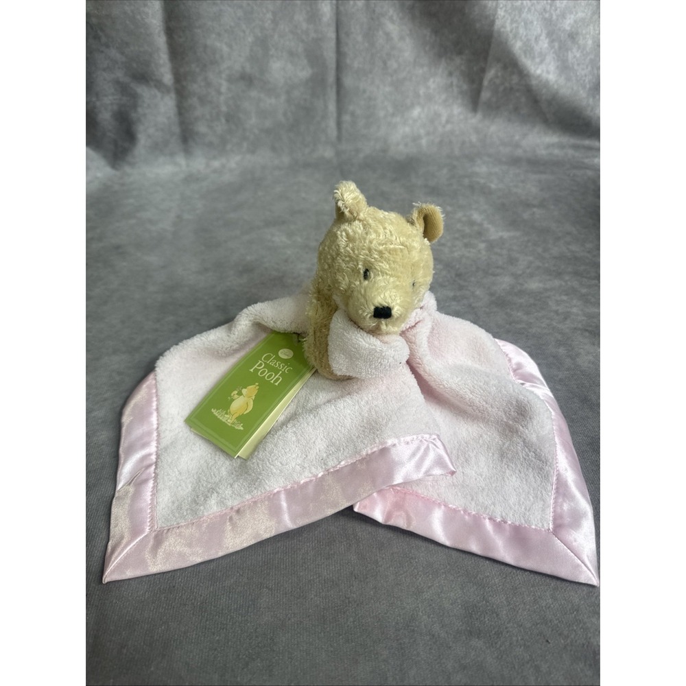 Classic Pooh Security Blanket Baby Pink Nursery Toy Plush New With Tags